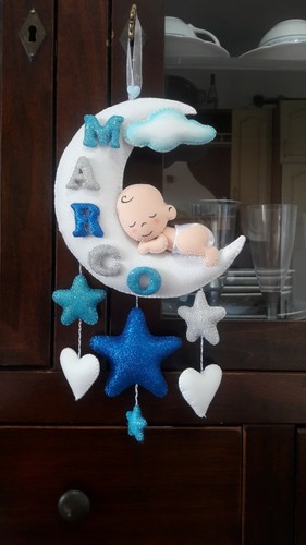 Fiocco nascita luna bimbo - luna,